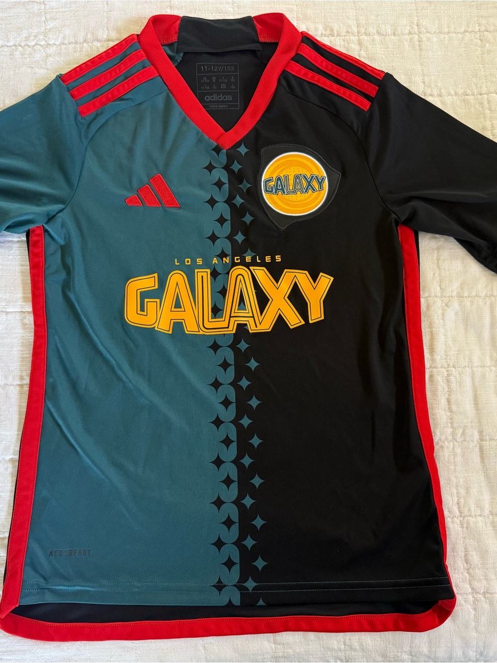 adidas Kids Los Angeles Galaxy Black, Teal & Red Short-Sleeve Jersey